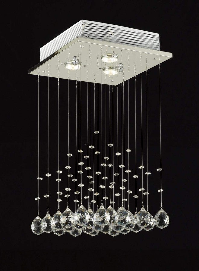 CRYSTA WORLD 4-Lights Modern Chandelier K9 Crystal Chandelier Light Fixture,Modern Flush Mount Ceiling Light Fixtures Raindrop Chandelier for Bedroom,Dining Room,Living Room,H16 x D14 - Image 1
